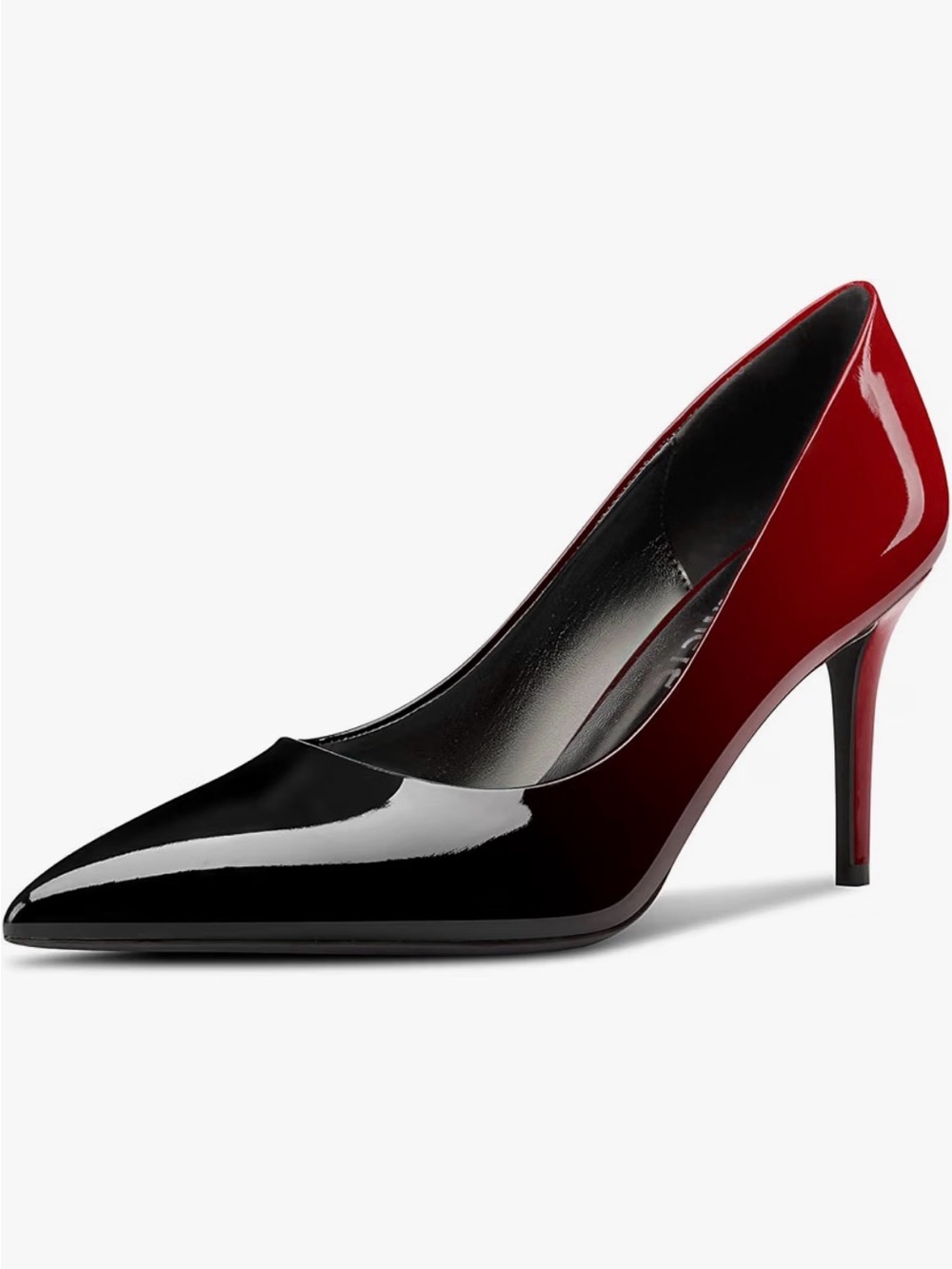 Beginning Boutique Two-Tone Patent Pointed-Toe Pumps in Black and Red